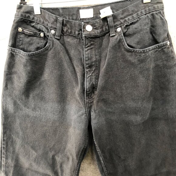 Vintage Calvin Klein Easy Fit Jean Mens 33x30 Black Wash Rigid Cotton Relaxed - Picture 5 of 11